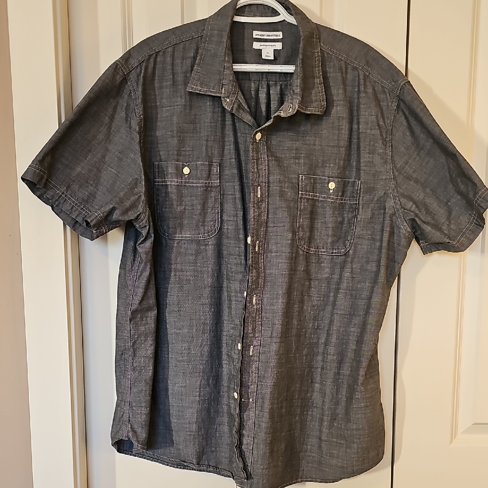 Men's denim Button-Up short sleeve Shirt
